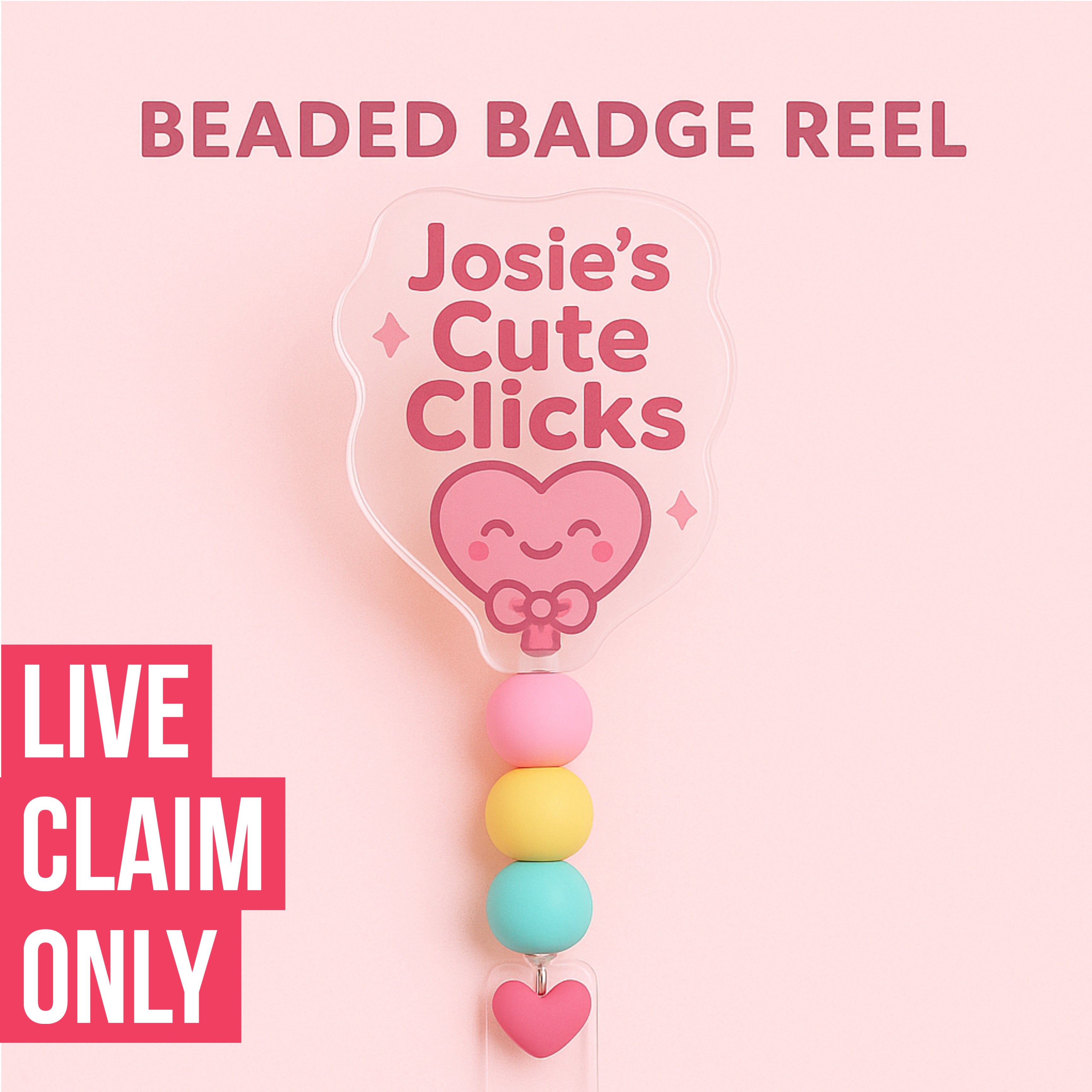 Beaded Badge Reel - Live Claim ONLY