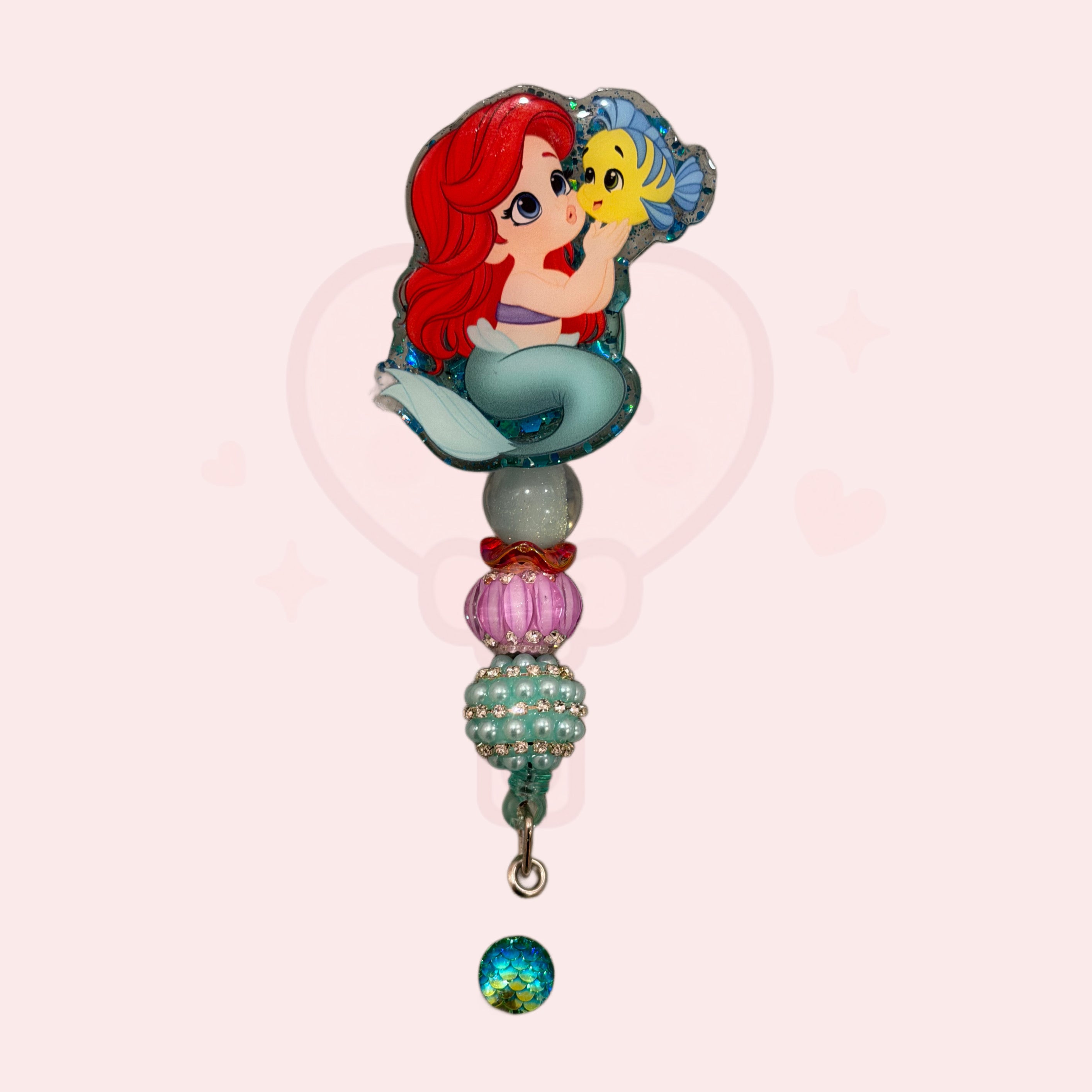 Mermaid Princess Beaded Badge Reel